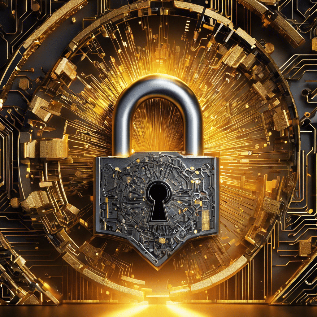 An image that vividly depicts a lock symbolizing traditional security systems being shattered into countless digital blocks, symbolizing blockchain technology, as it revolutionizes various industries
