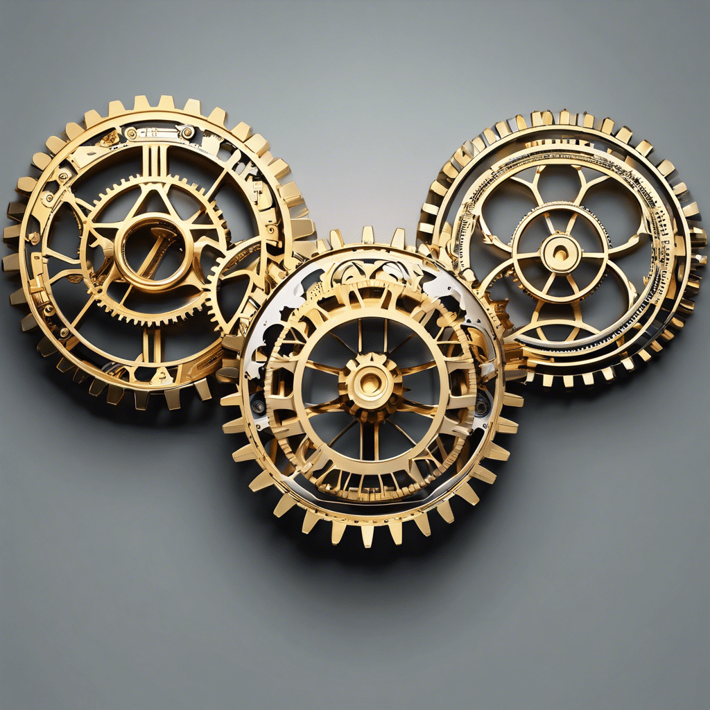 An image of interconnected gears symbolizing various industries, with each gear representing a different sector of the economy, all powered by the transformative force of blockchain technology, ensuring trust and efficiency